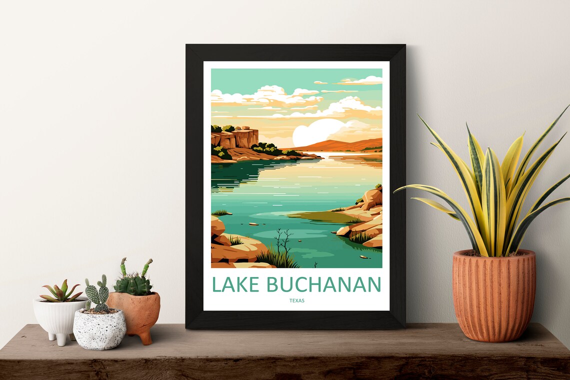 Lake Buchanan Travel Poster, Texas Wall Art - Image 3