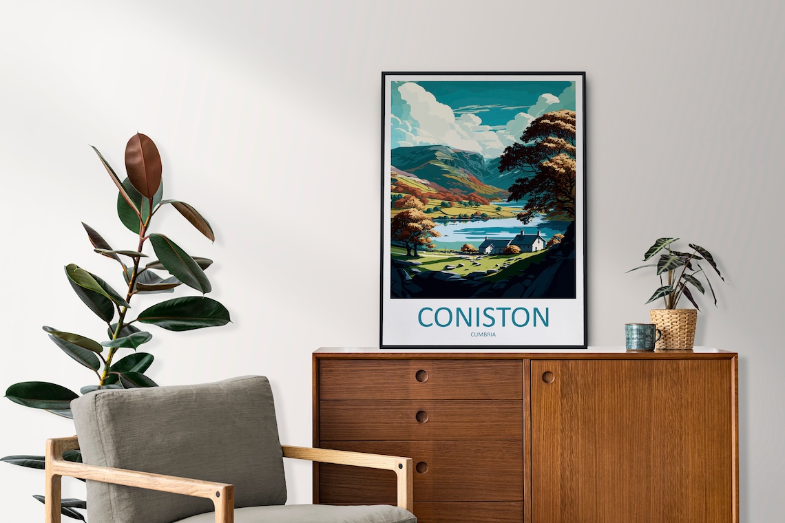 Coniston Travel Poster, Place-Inspired Wall Art - Image 2
