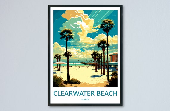 Clearwater Beach Travel Poster, Florida Coastal Decor