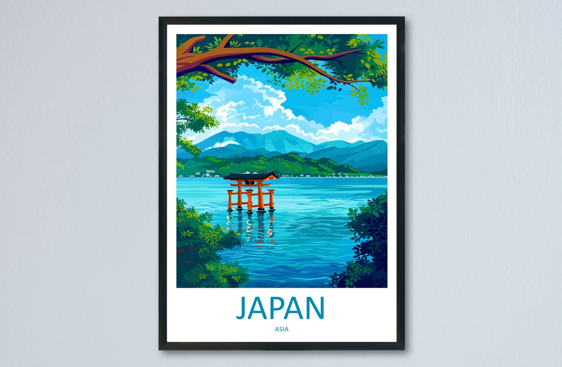 Japan Floating Torii Gate of Itsukushima in the Blue Inland Sea Poster