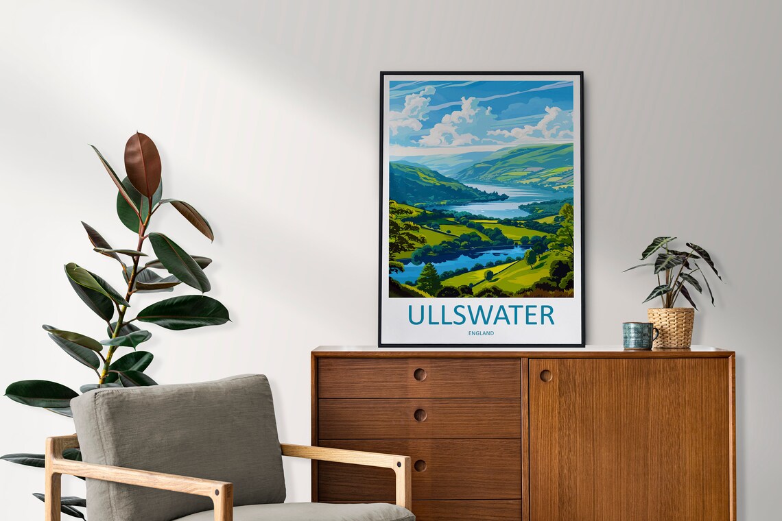 Ullswater Lake District Fells England Green Valley Travel Poster - Image 2