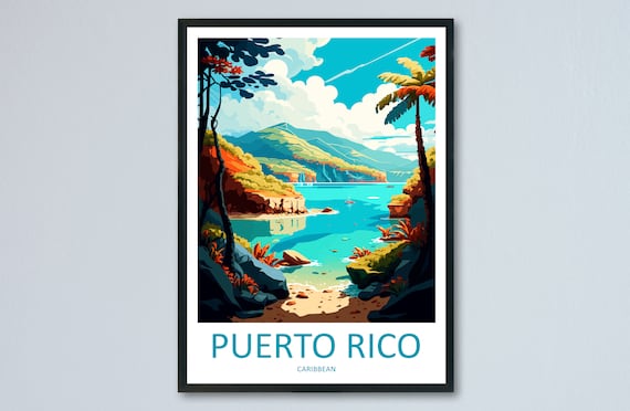 Puerto Rico Travel Poster, Caribbean Wall Art