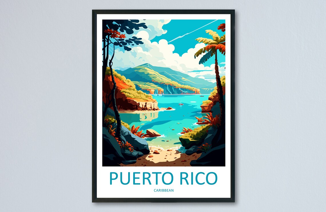Puerto Rico Travel Poster, Caribbean Wall Art