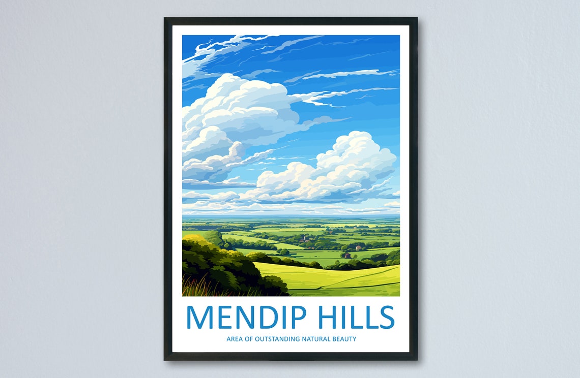 Mendip Hills Panoramic Patchwork Valley Under Dramatic Clouds Poster