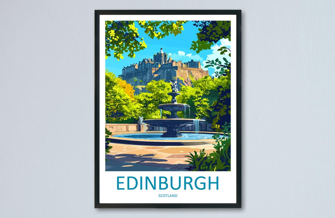 Edinburgh Travel Poster, Historic Scotland City View