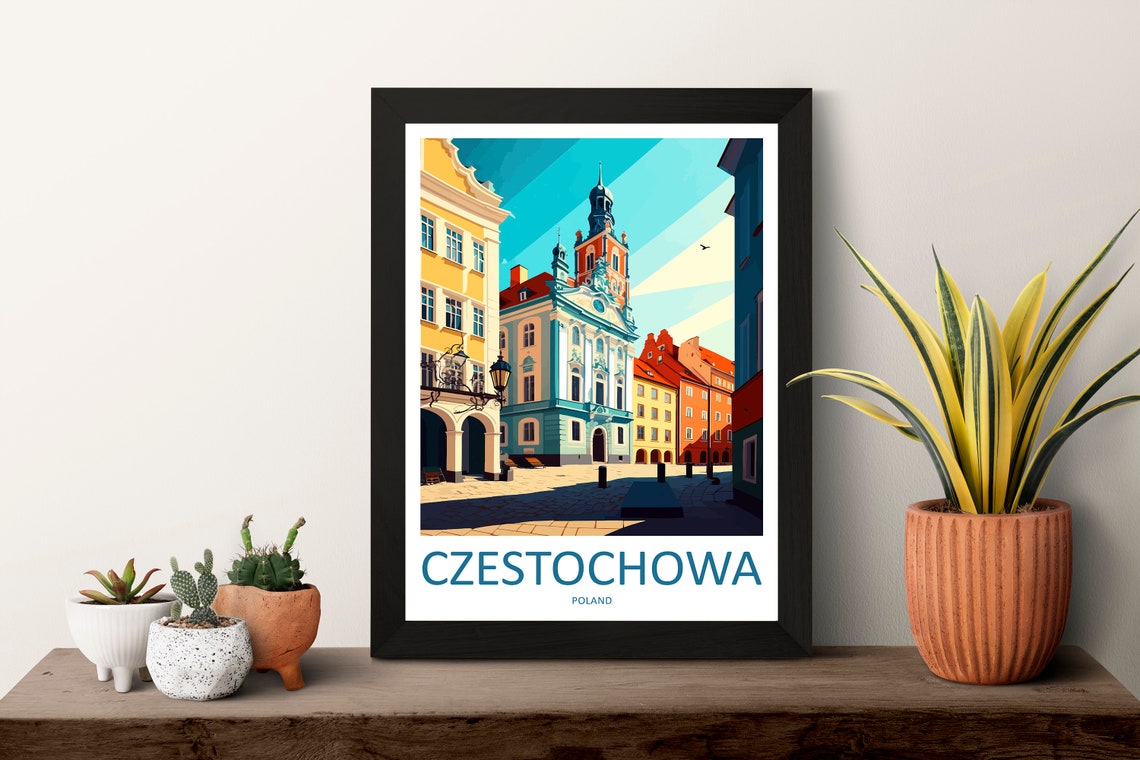 Czstochowa Travel Print Wall Art Czstochowa Wall Hanging Home Dcor Czstochowa Gift Art Lovers Poland Art Lover Gift Czstochowa Art - Image 3