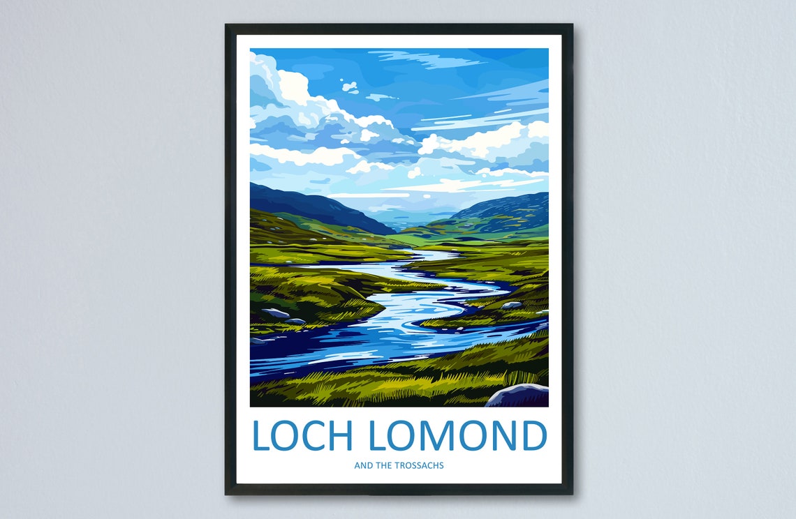 Loch Lomond and the Trossachs Winding River Valley Scene Poster