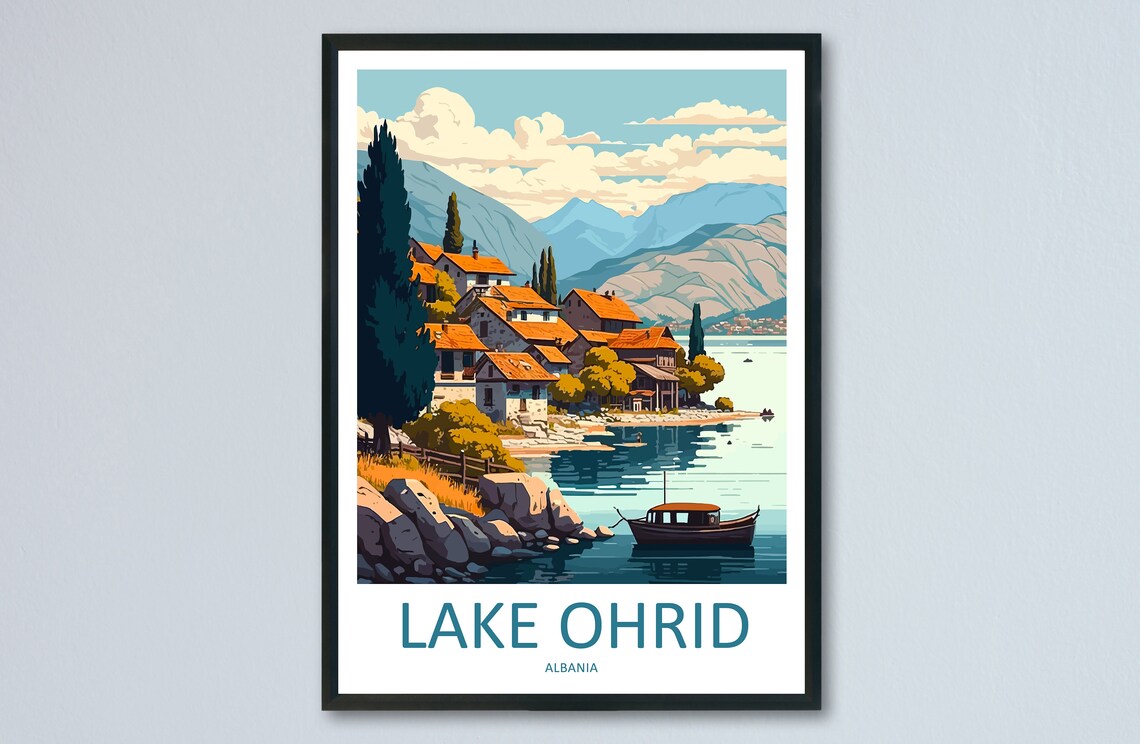 Lake Ohrid Travel Poster, North Macedonia Art Print