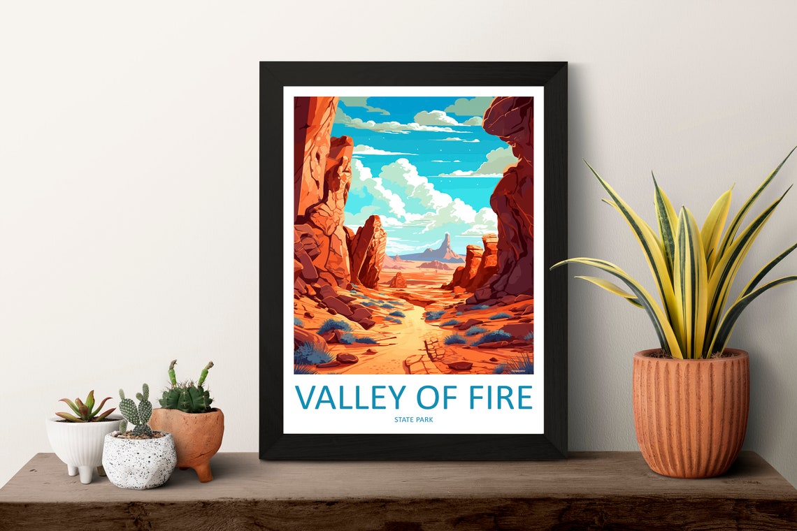 Valley of Fire State Park Red Rock Desert Canyon Nevada Travel Poster - Image 3