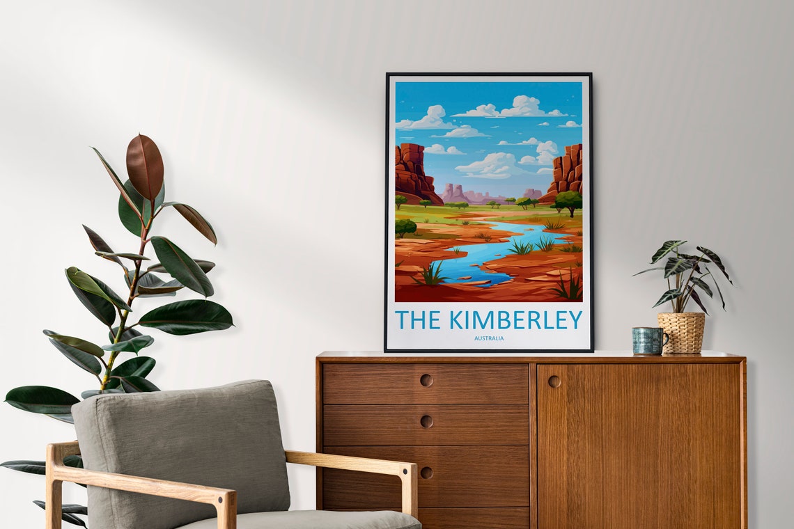 The Kimberley Australia Red Rock Gorge River Blue Sky Poster - Image 2