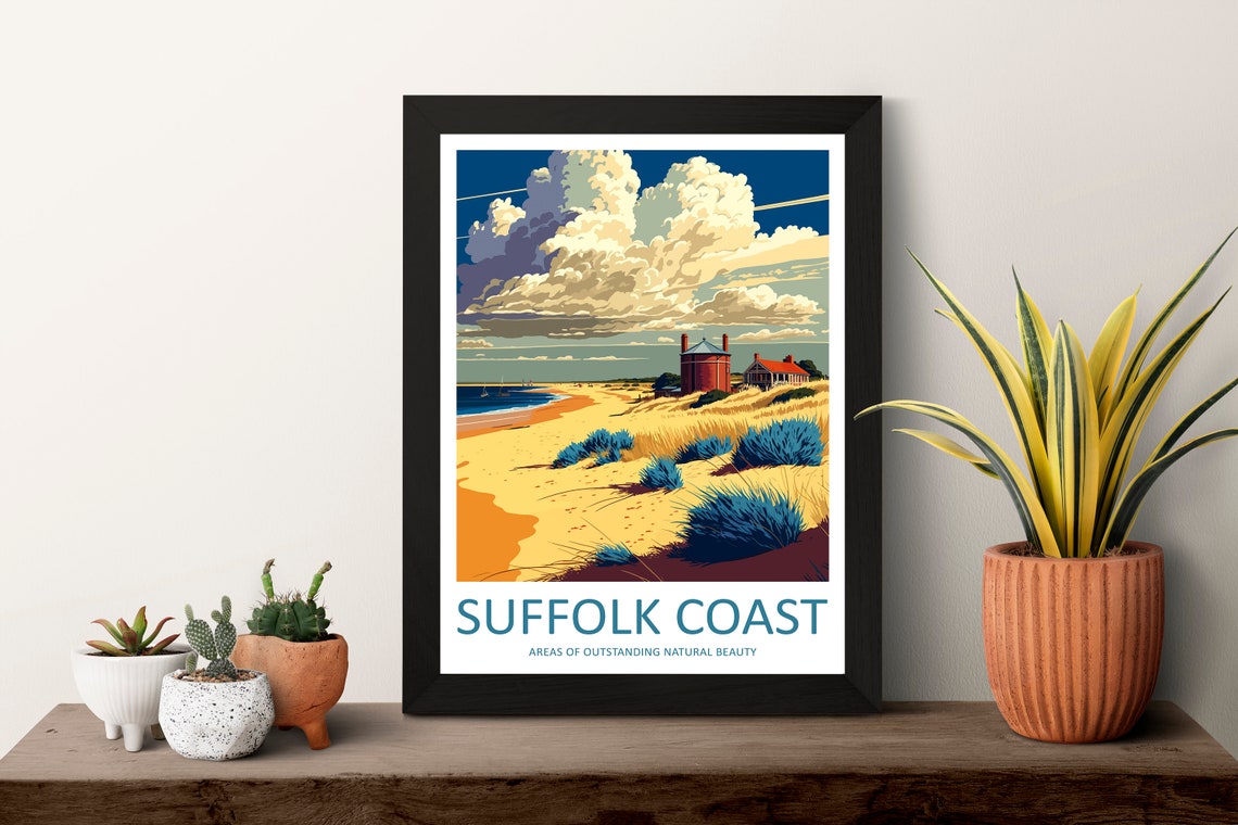 Suffolk Coast England Sandy Beach Dunes Ocean View Travel Poster - Image 3