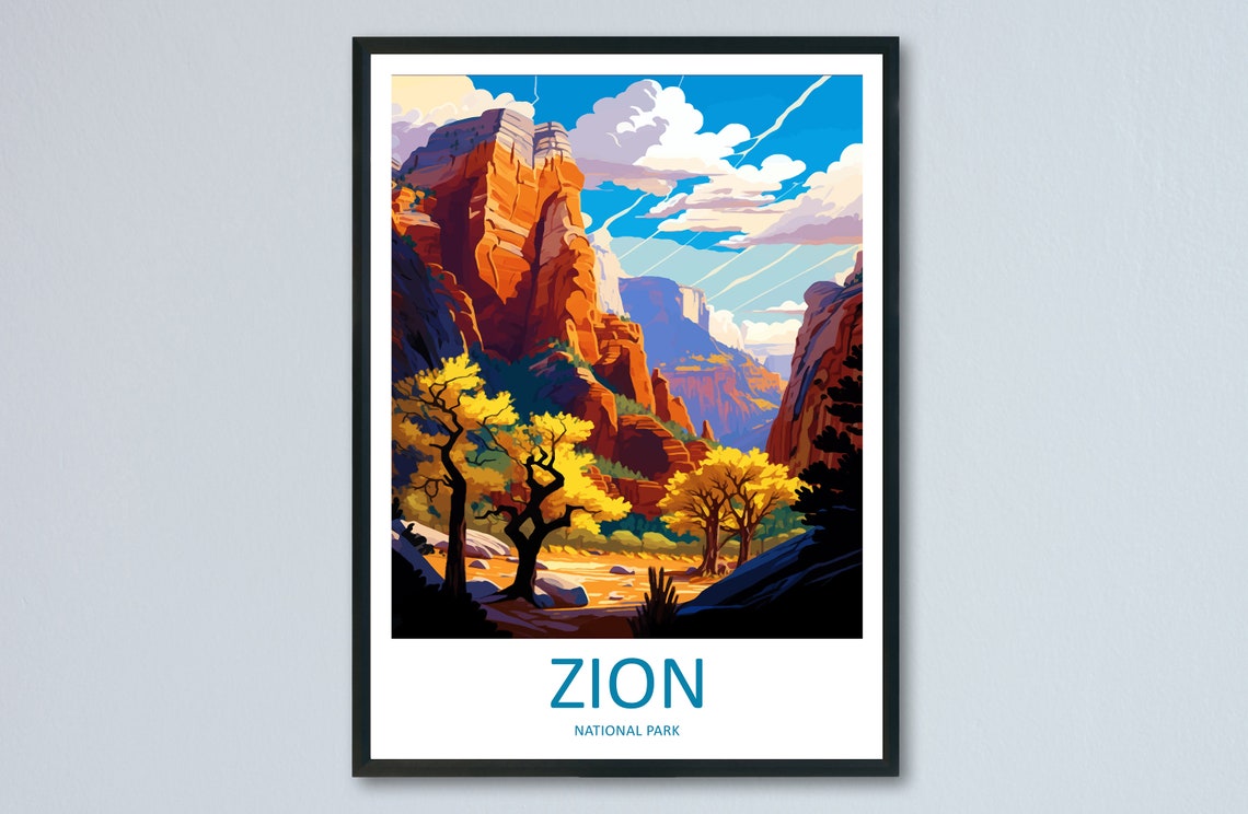 Zion National Park Travel Print Wall Art Zion National Park Wall Hanging Home Dcor Zion National Park Gift Art Lovers Arizona Art Lover