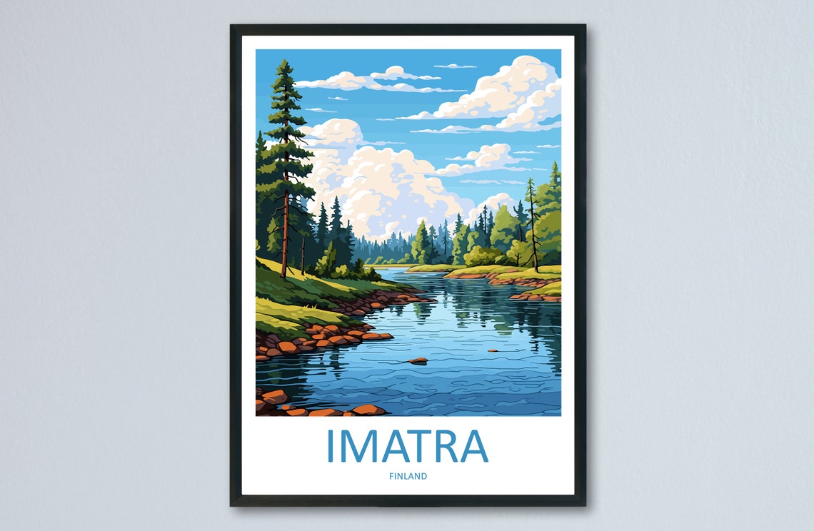 Imatra Finland Pine Forest River Summer Landscape Travel Poster