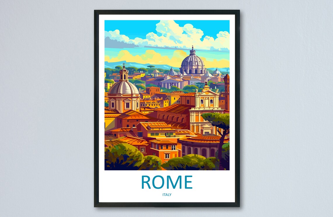 Rome Travel Poster, Italy Wall Art Decor