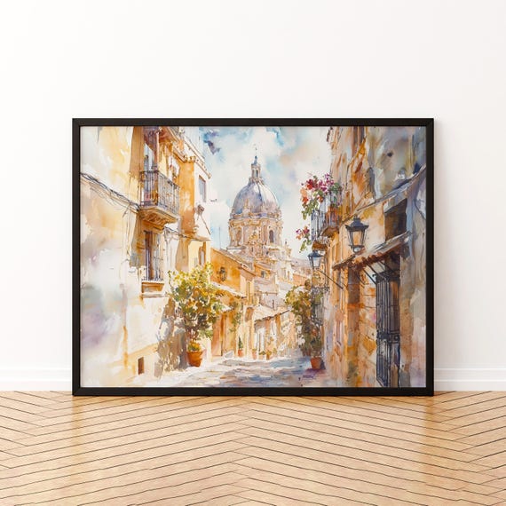 Alicante Watercolor Poster Wall Art Hanging Home Dcor Gift Lovers Spain