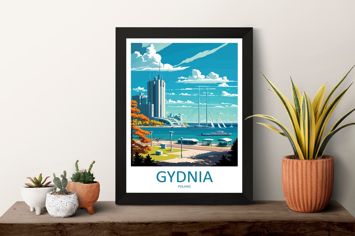 Gdynia Poland Modern Harbor Waterfront Sailboats Travel Poster - Image 3