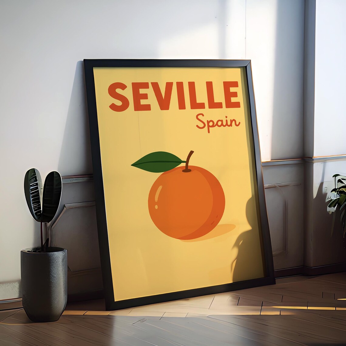 Seville Spain Juicy Orange Retro Citrus Fruit Vintage Travel Poster