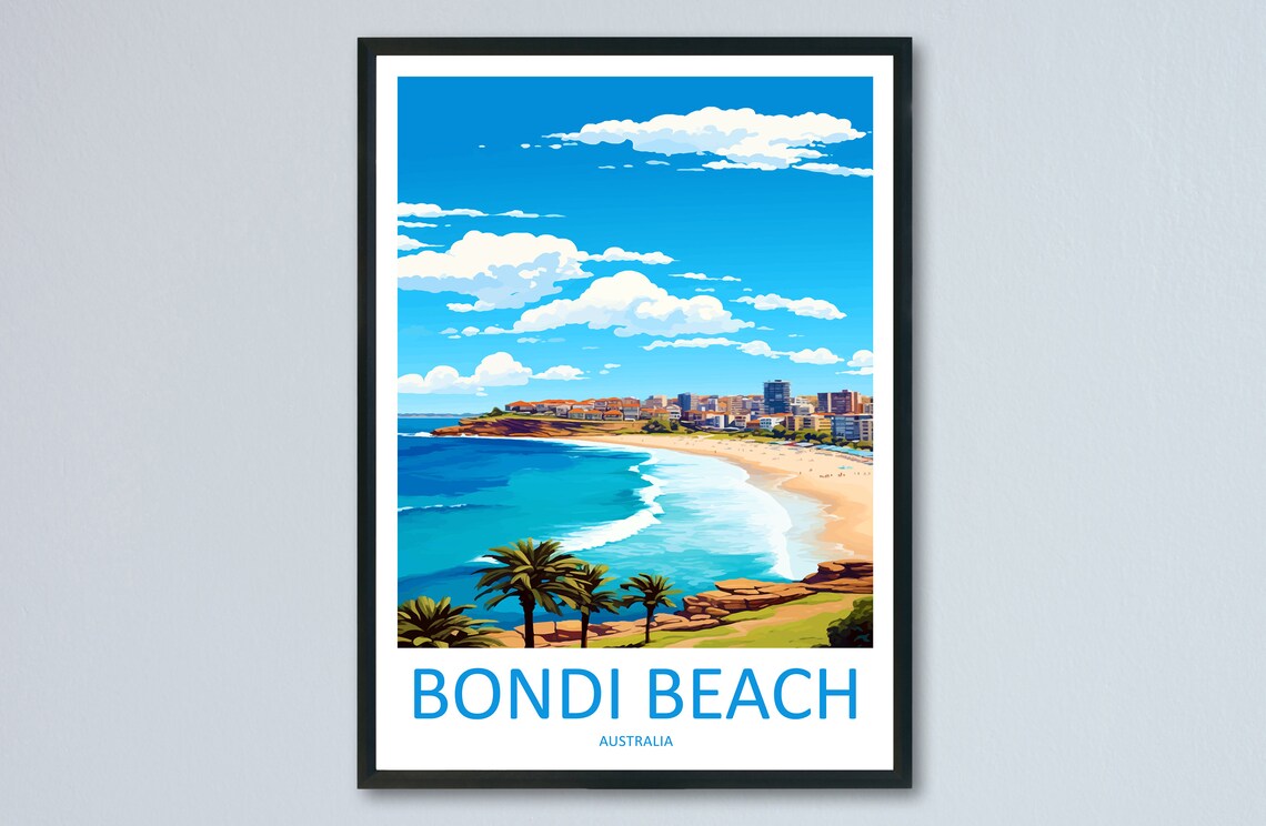 Bondi Beach Travel Poster, Australia Wall Art