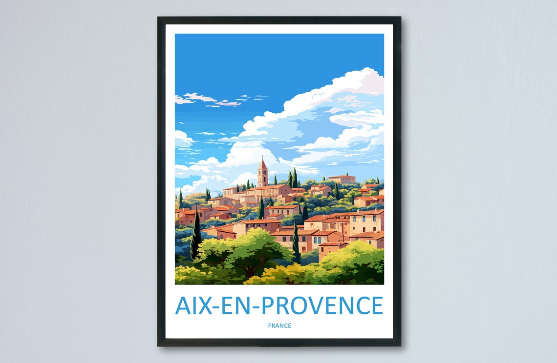 Aix En Provence France Hilltop Village Church Scenic Travel Poster
