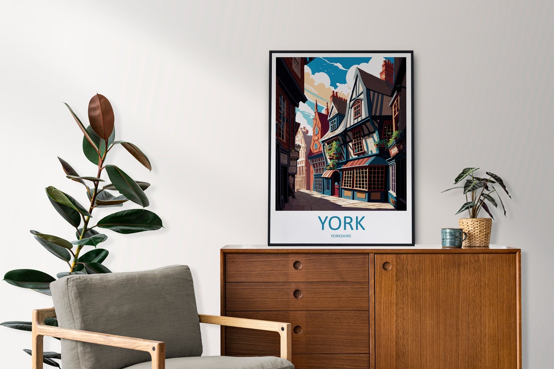 York Yorkshire Medieval Half Timbered Street Historic Art Poster - Image 2