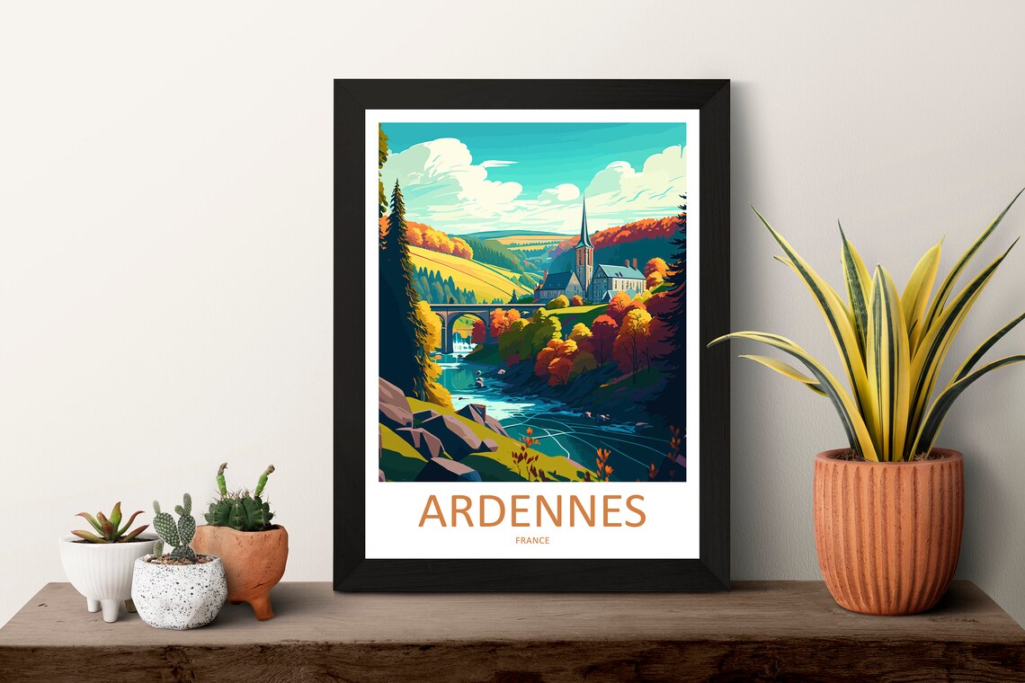 Ardennes Autumn River Valley France Countryside Travel Poster - Image 3