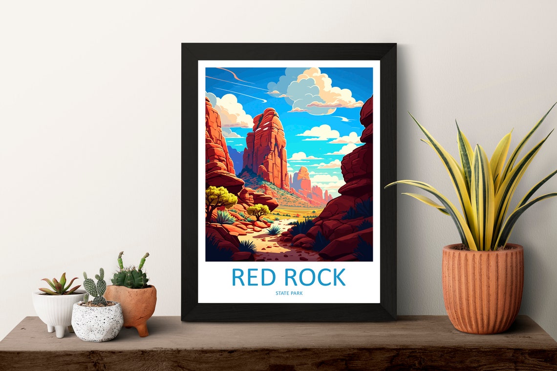 Red Rock State Park Arizona Canyon Trail Illustration Travel Poster - Image 3