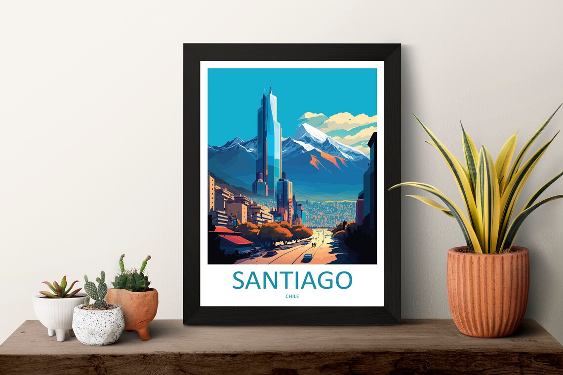 Santiago Travel Poster, Chile Wall Art Print - Image 3
