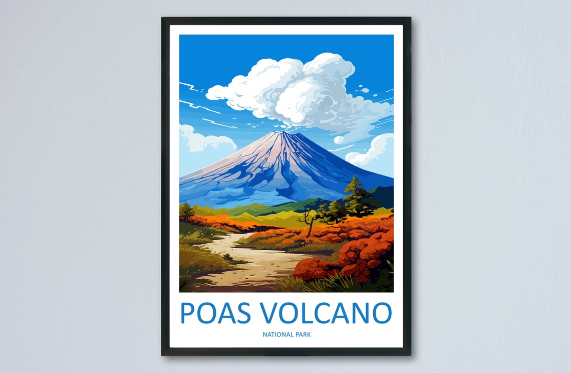Poas Volcano National Park Costa Rica Cone Summit Cloud Travel Poster