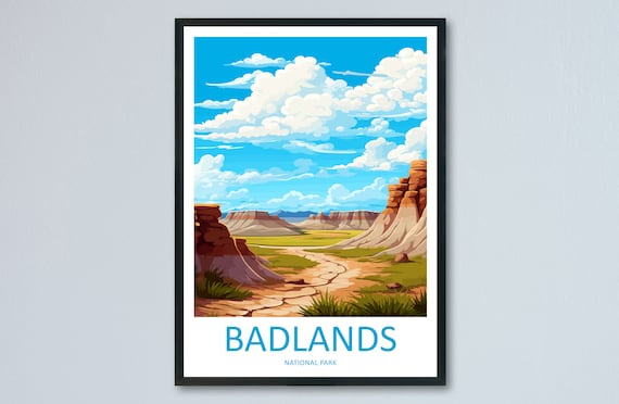 Badlands National Park Striped Mesas Desert Vintage Travel Poster