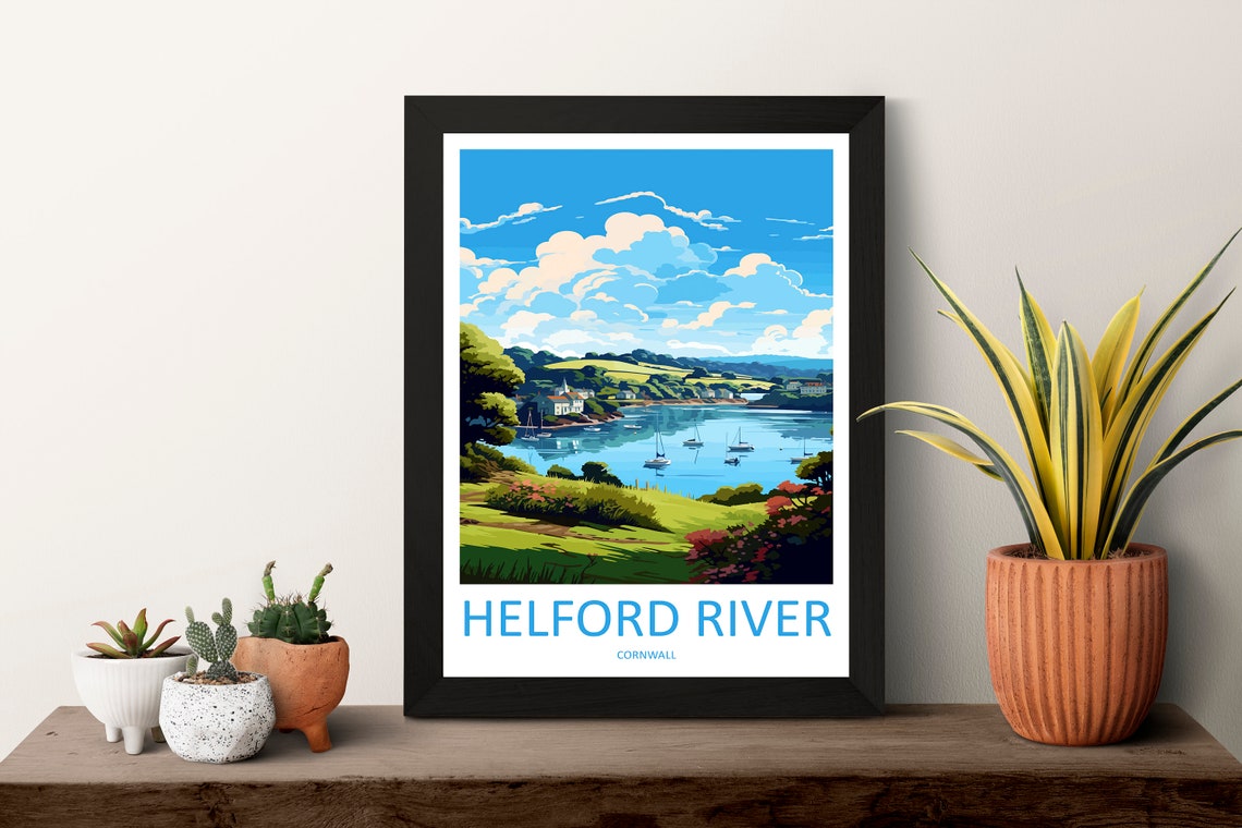 Helford River Cornwall England Estuary Sailboats Travel Poster - Image 3
