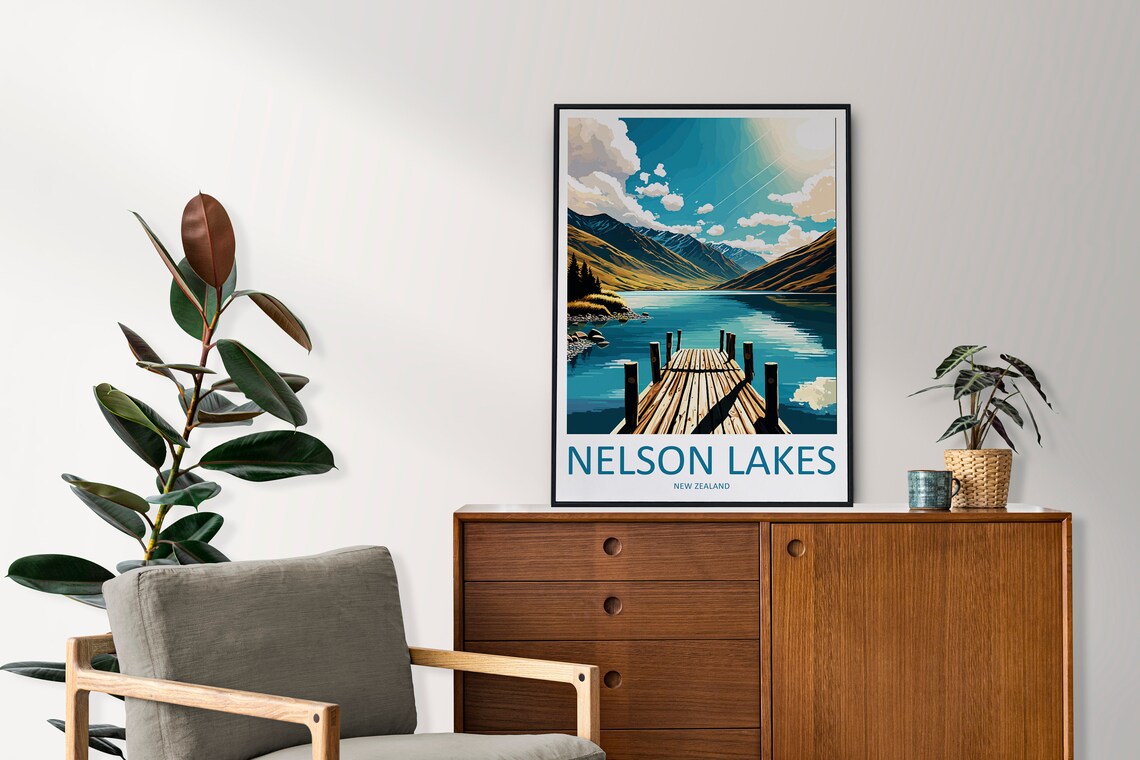 Nelson Lakes Travel Poster, New Zealand Landscape - Image 2