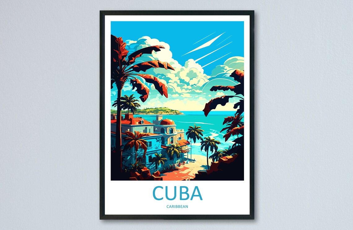 Cuba Travel Poster, Caribbean Wall Art Print