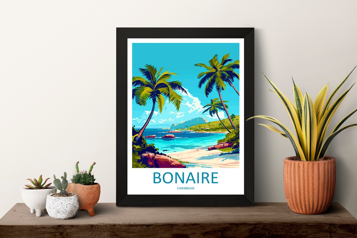 Bonaire Travel Poster, Caribbean Wall Art - Image 3
