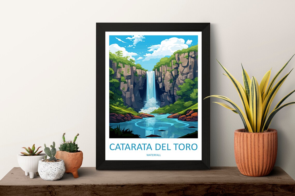 Catarata Del Toro Waterfall Costa Rica Canyon Gorge Cascade Travel Poster - Image 3