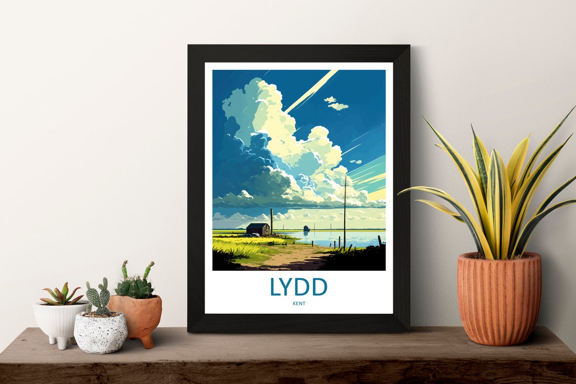 Lydd Kent England Marshlands Estuary Scenic Sky Travel Poster - Image 3