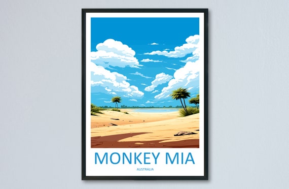 Monkey Mia Travel Print Wall Art Monkey Mia Wall Hanging Home Dcor Monkey Mia Gift Art Lovers Wall Art Australia Poster Deco