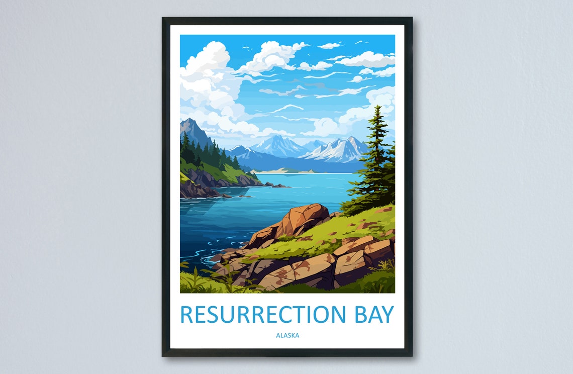 Resurrection Bay Alaska Mountain Fjord Rocky Shore Summer Poster