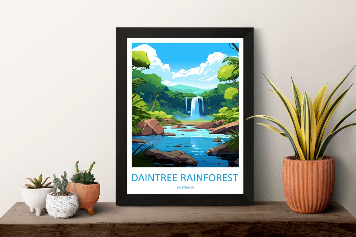 Daintree Rainforest Waterfall Jungle Creek Australia Travel Poster - Image 3