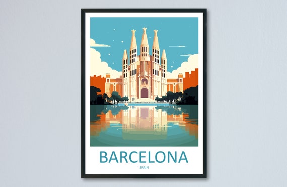 Barcelona Travel Poster, Spain Wall Decor