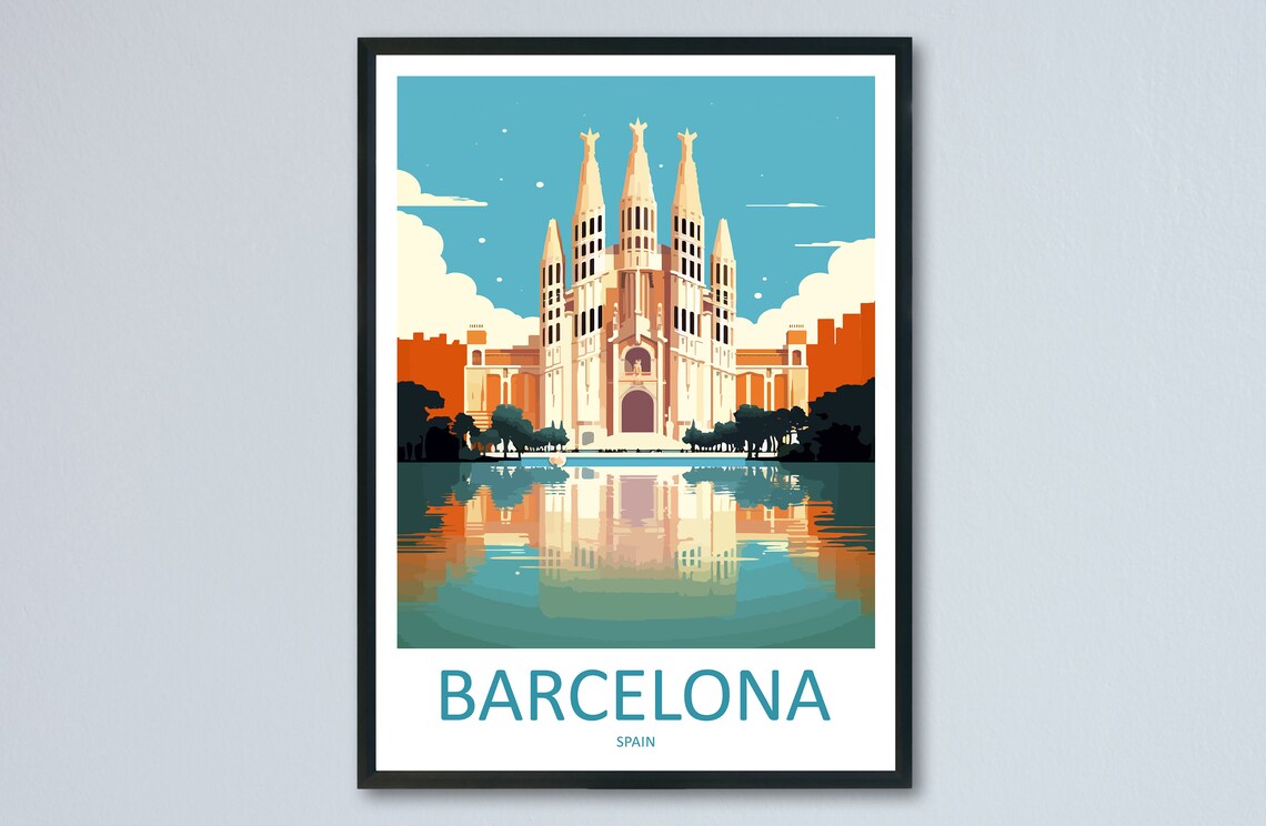 Barcelona Travel Poster, Spain Wall Decor