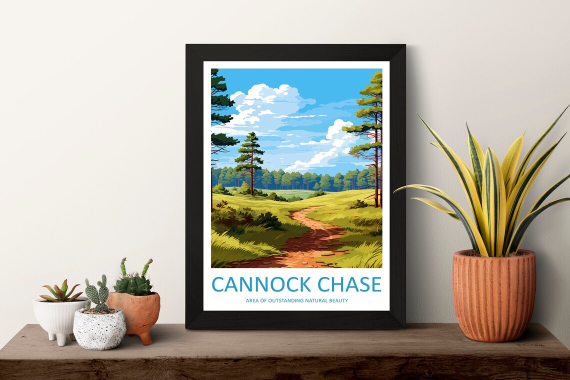 Cannock Chase Forest Trail Pine Woodland Sunny Meadow Hike Poster - Image 3