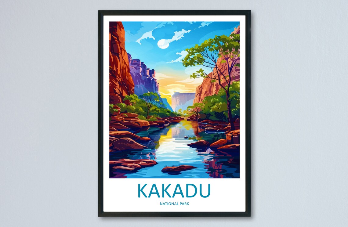 Kakadu National Park Red Rock Gorge River Canyon Midday Travel Poster