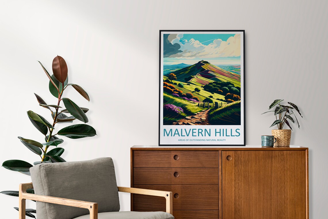 Malvern Hills Travel Poster, AONB Landscape - Image 2