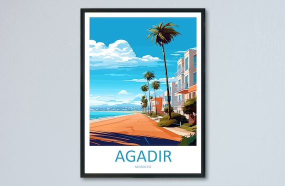 Agadir Travel Print Wall Art Agadir Wall Hanging Home Dcor Agadir Gift Art Lovers Morocco Art Lover Gift Wall Art Morocco Art