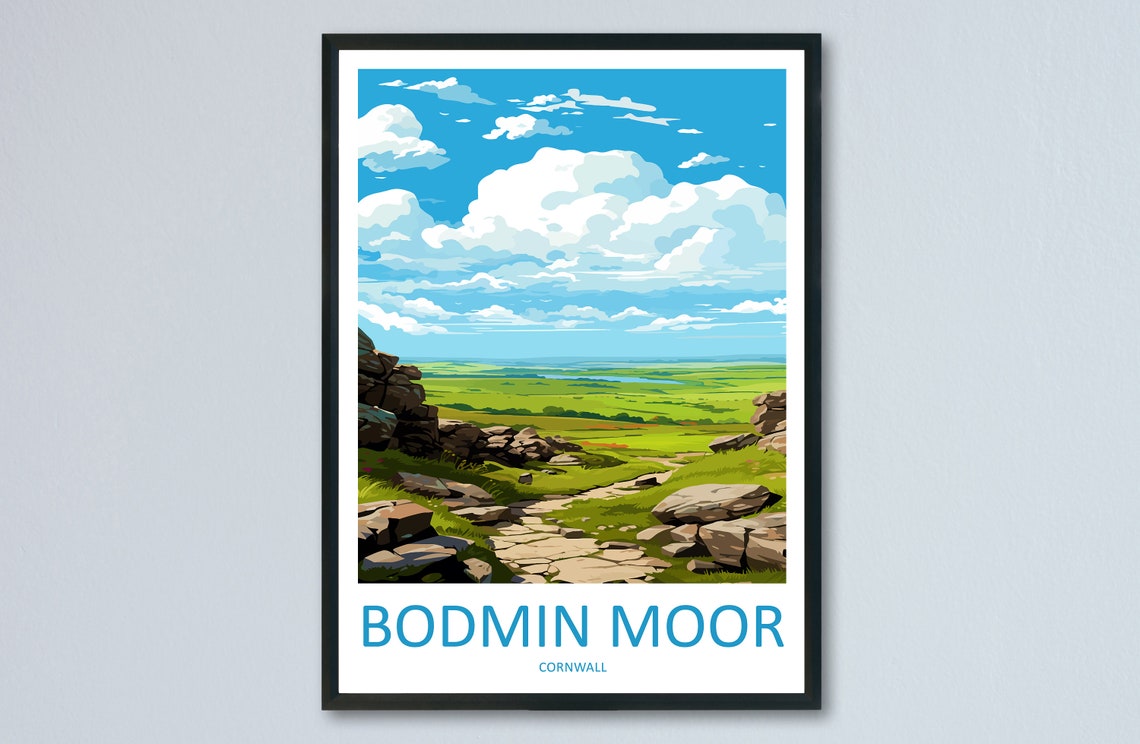 English Bodmin Moor Cornwall Wild Moorland Rocky Path Art Poster