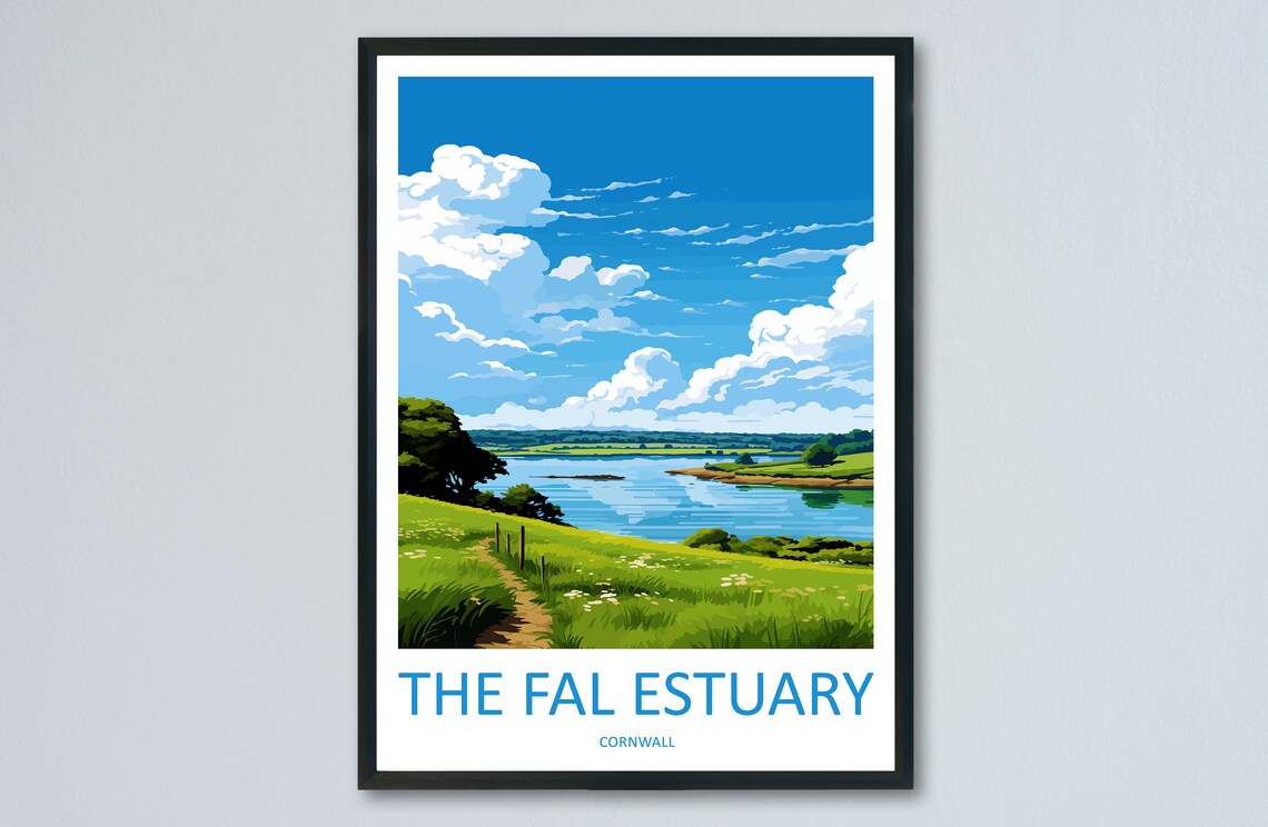 The Fal Estuary Cornwall River Travel Poster Serene Water Art