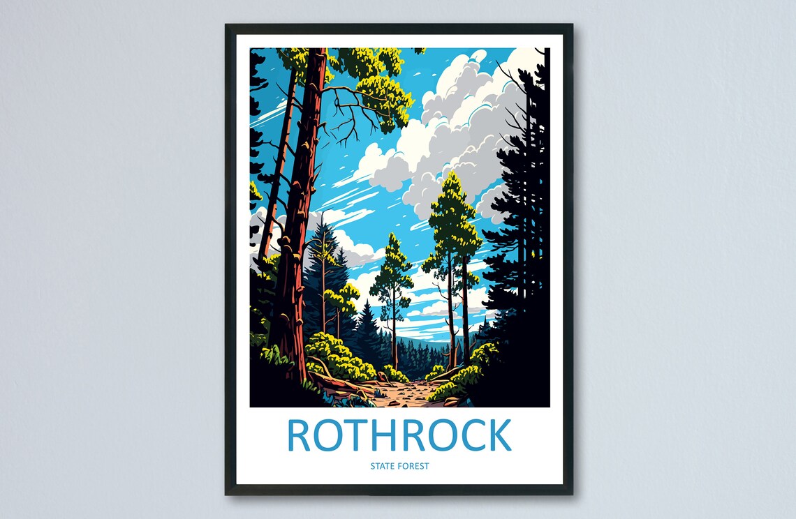 Rothrock State Forest Towering Tall Pines Vintage Travel Art Poster