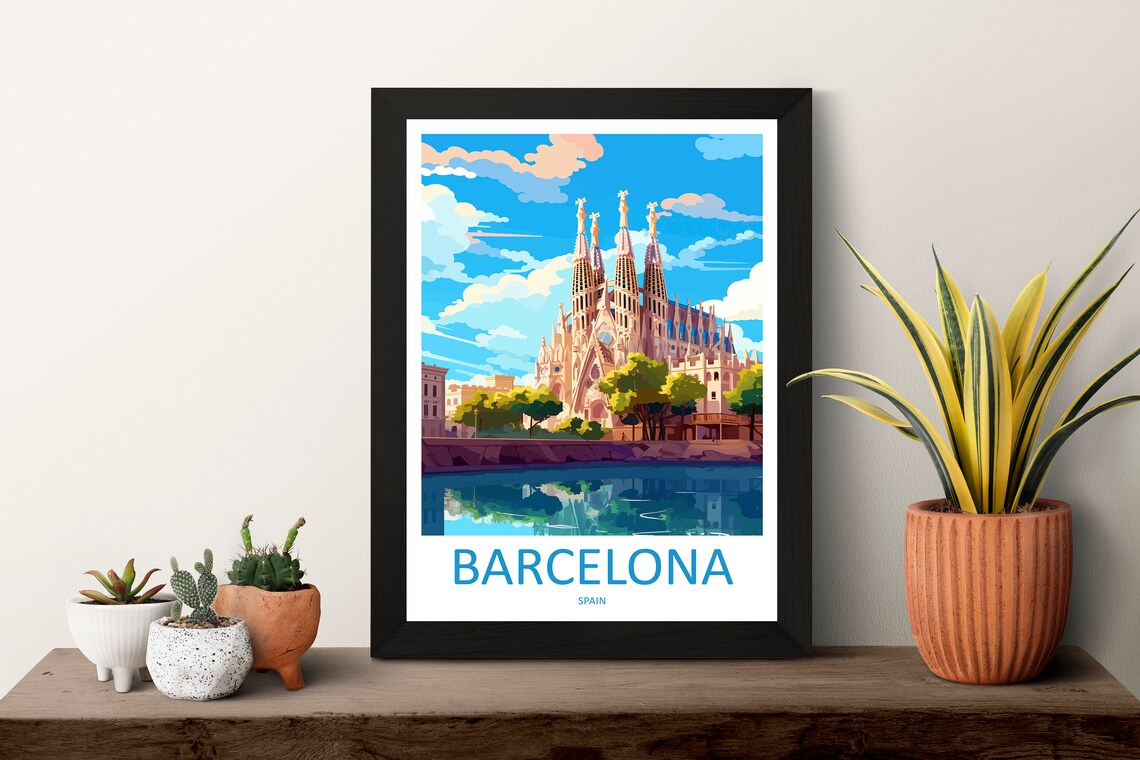 Barcelona Travel Poster, Spain Place Wall Art - Image 3