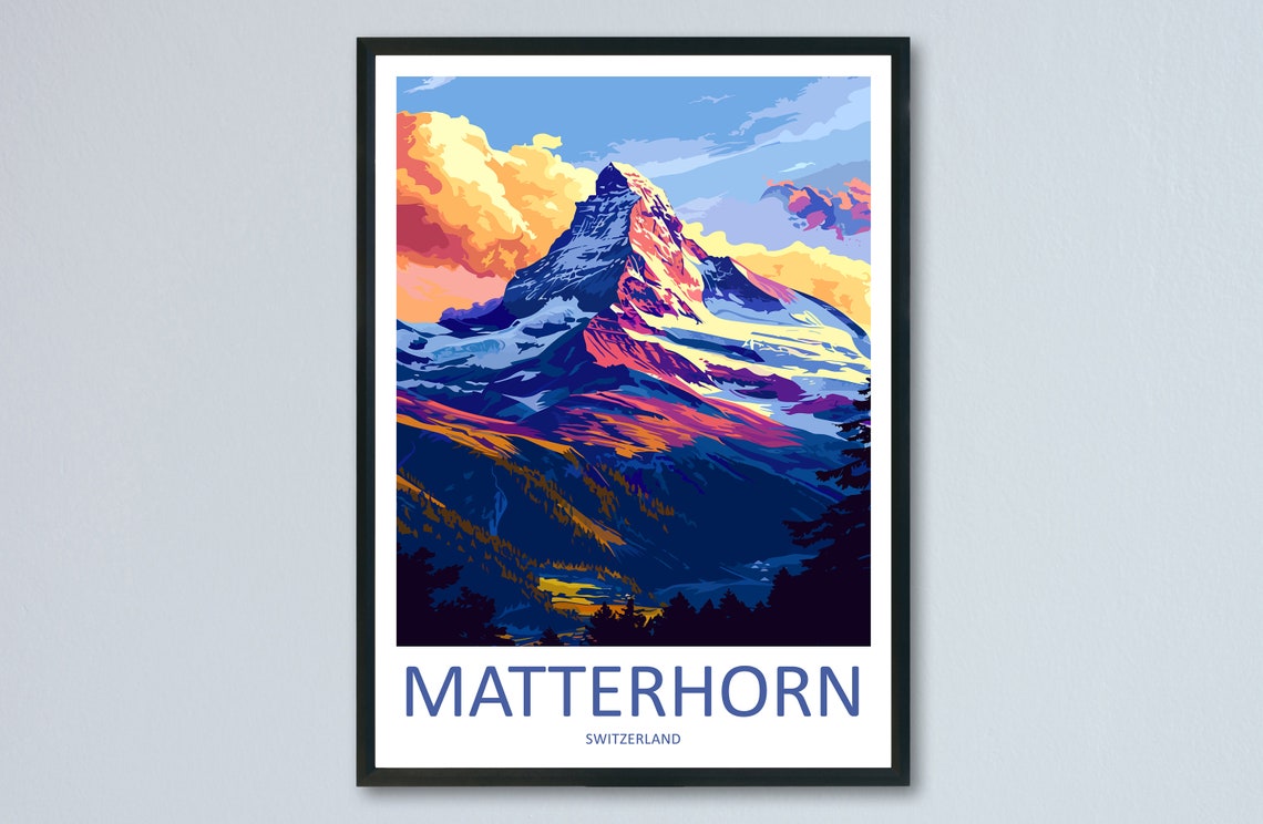 Matterhorn Switzerland Dramatic Alpenglow Sunset Alpine Peak Poster