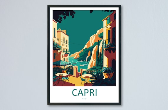 Capri Travel Poster, Italy Coastal Wall Art